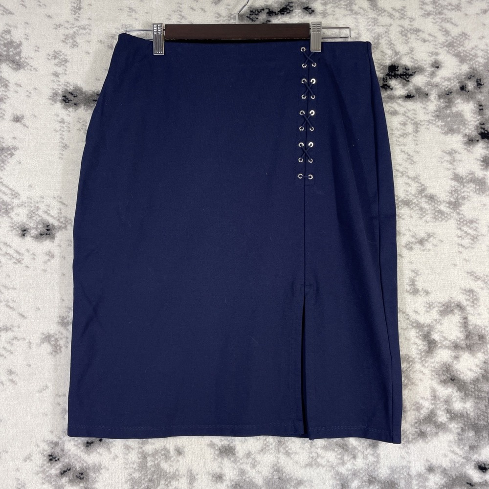 Lauren Ralph Lauren Skirt Womens Size Medium Blue Viscose Nylon Stretch‎